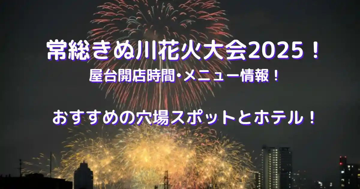 常総きぬ川花火大会2025 屋台時間•メニュー